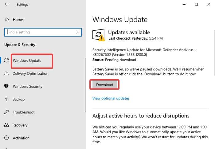 Download Windows 10 updates