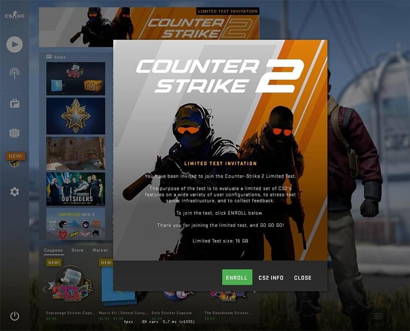 Invitation à Counter-Strike 2