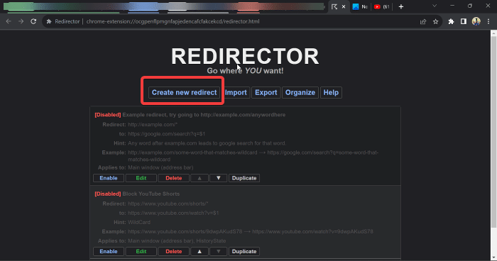 create redirector
