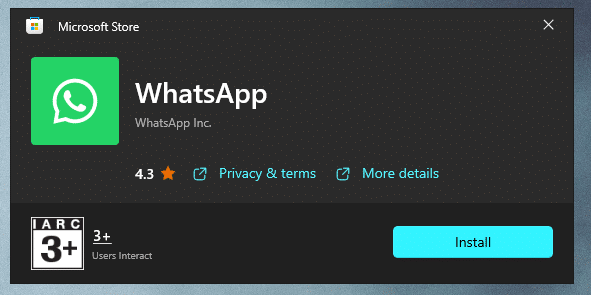WhatsApp Microsoft Store