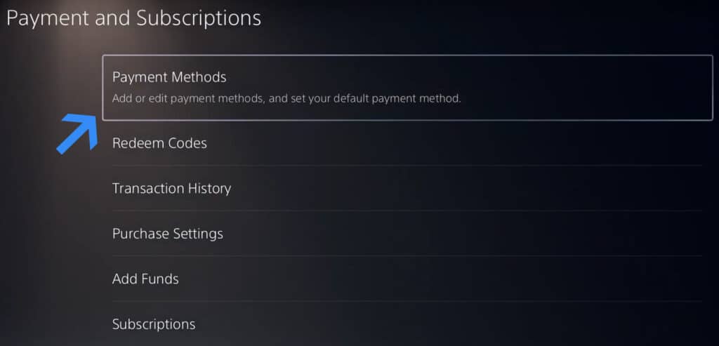 remove debit card from PS5