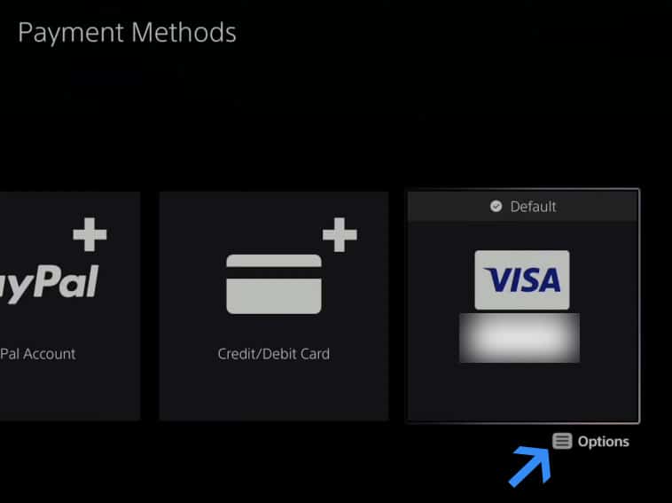 remove credit card from PS5