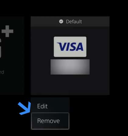 remove credit card from PS5