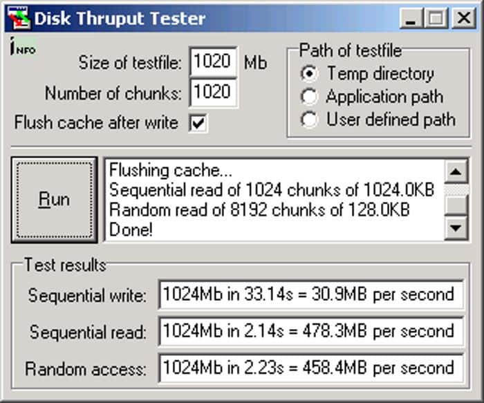 Disk Thruput Tester