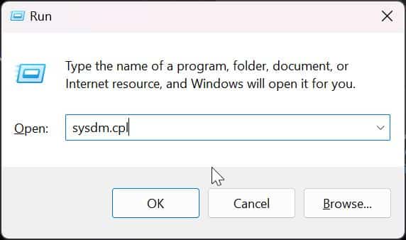 Open System Properties on Windows