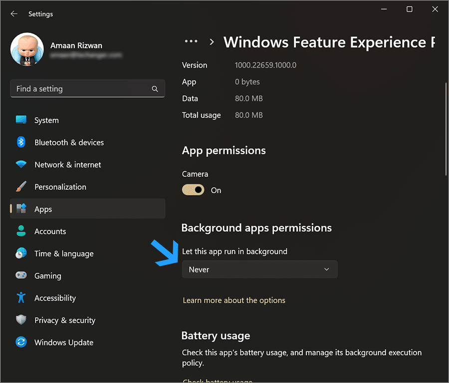 disable background apps in Windows 11