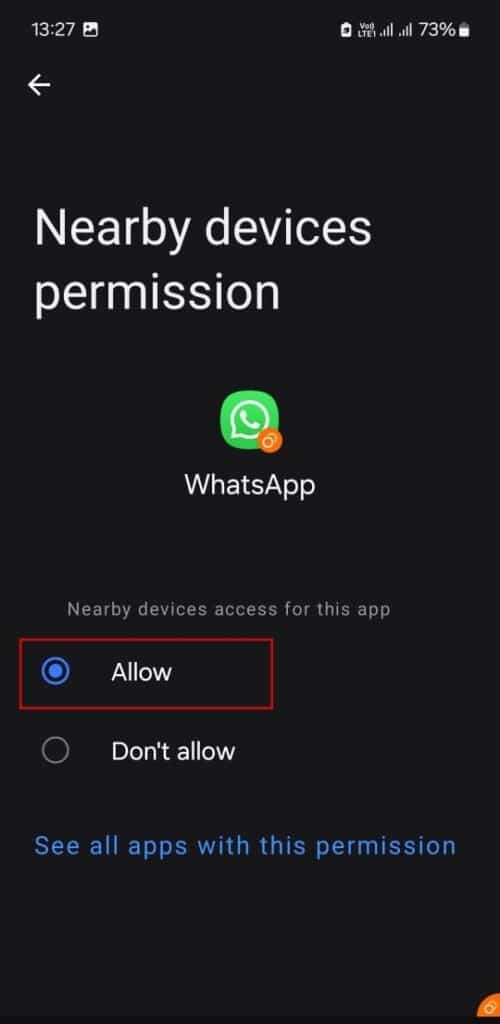 allow permission in whatsapp