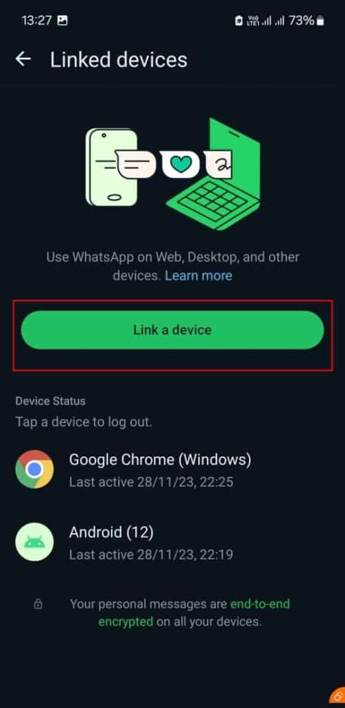 link a device in whatsapp
