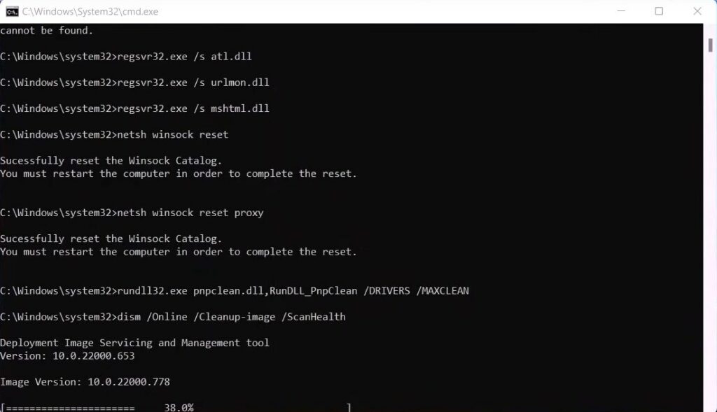 BAT file running to repair Windows 11 update