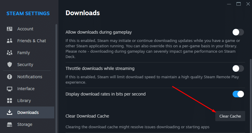 Clear Steam Download Cache