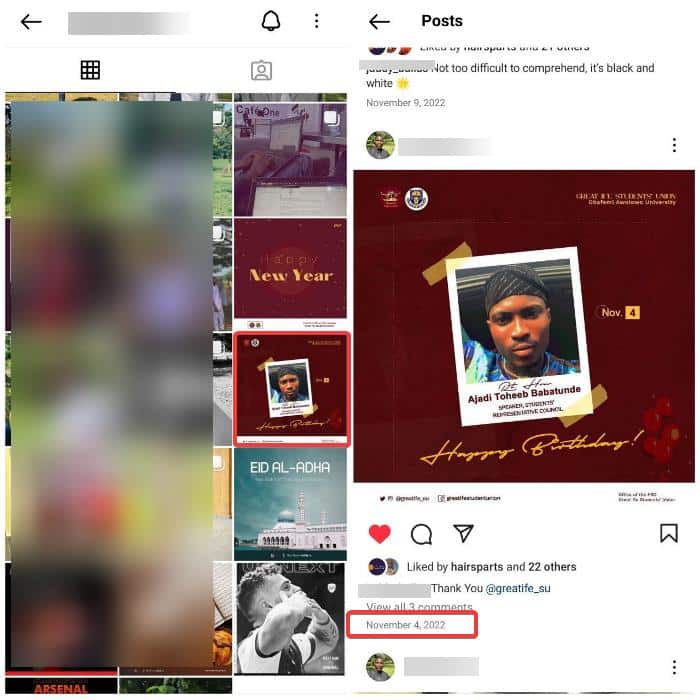 Find someone's birthday online using Instagram