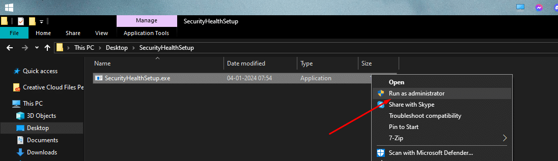 Windows Security App Install