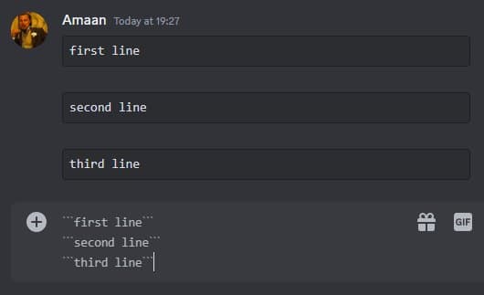 Discord multiple code block text