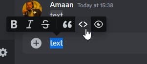 discord code block through menu