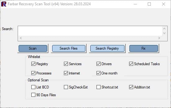 Farbar Recovery scan tool download