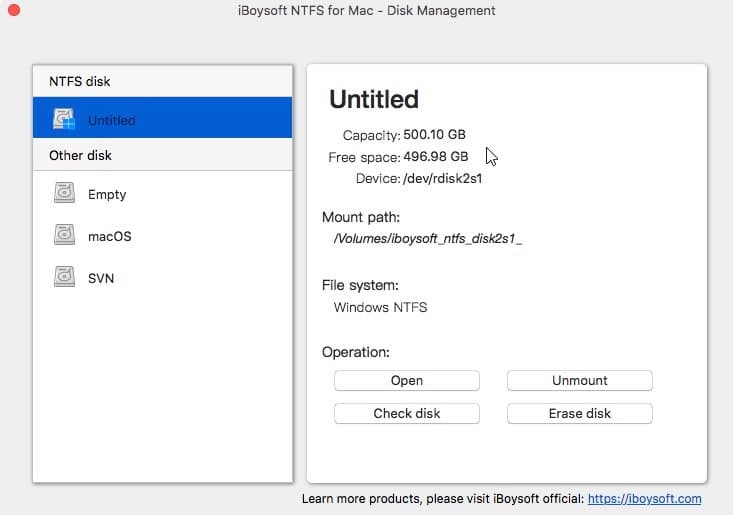 iboysoft NTFS for Mac driver