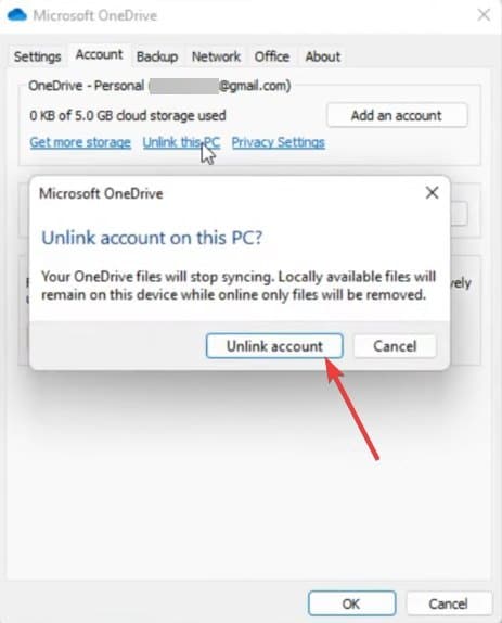 Unlink OneDrive