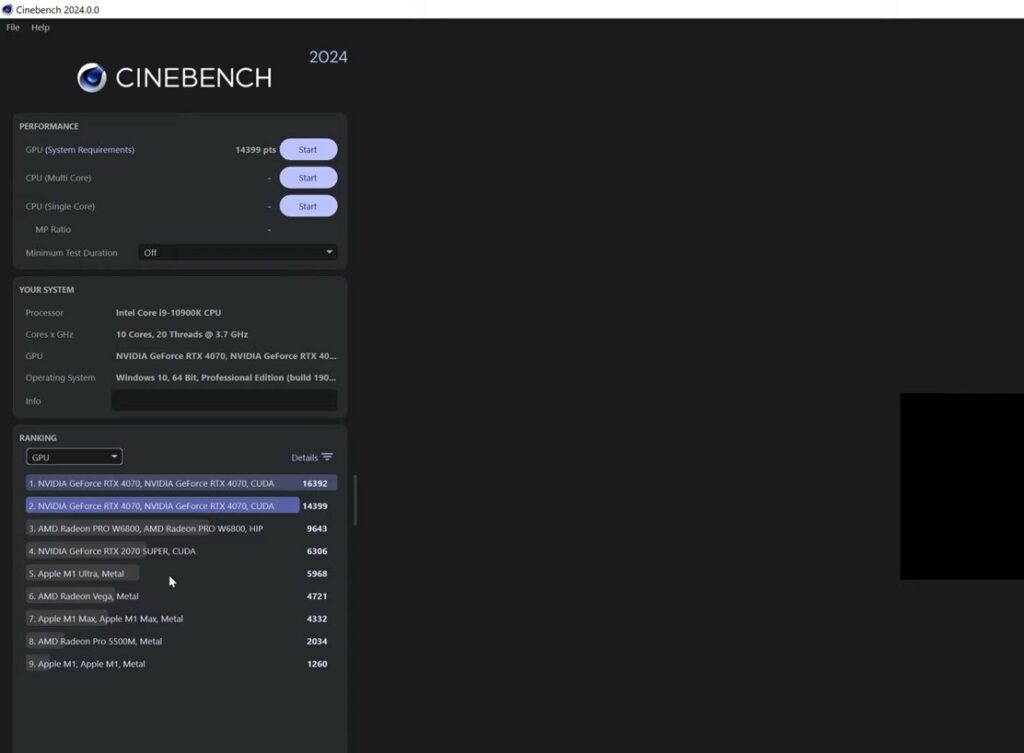 Cinebech GPU benchmark tool