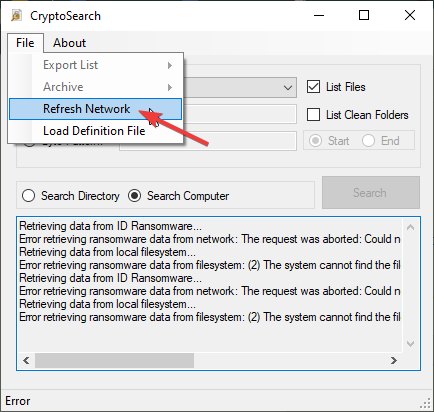 CryptoSearch scanning