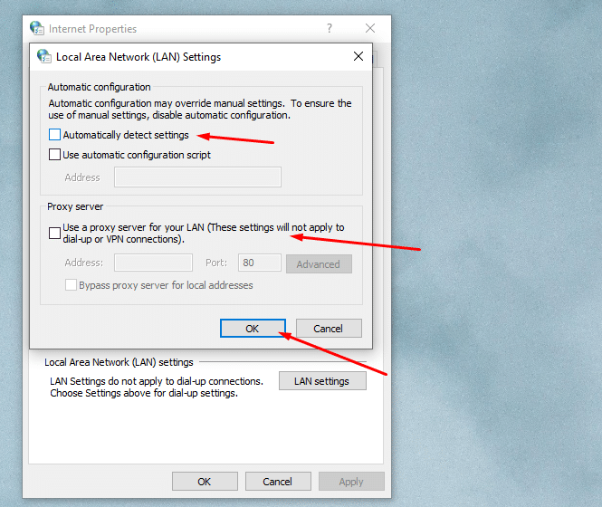 Disable Proxy Settings