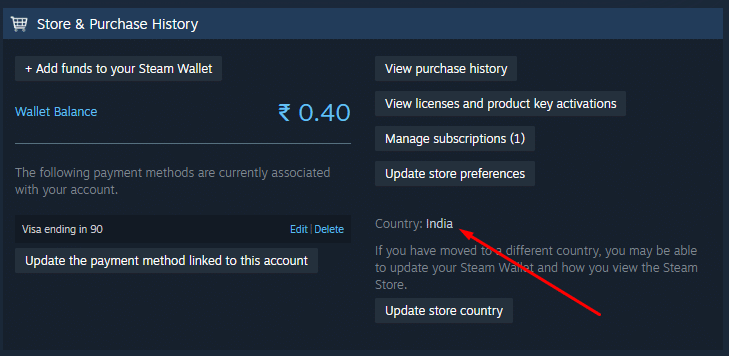 Steam Store Country