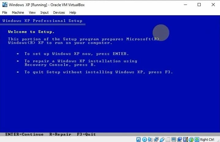 Windows Xp installation in progress