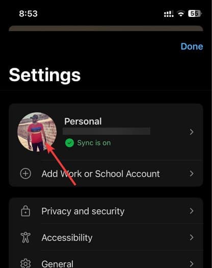 Sync Microsoft Edge on iphone