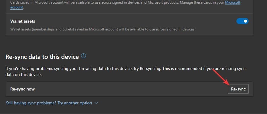 Re Sync Microsoft Edge on PC