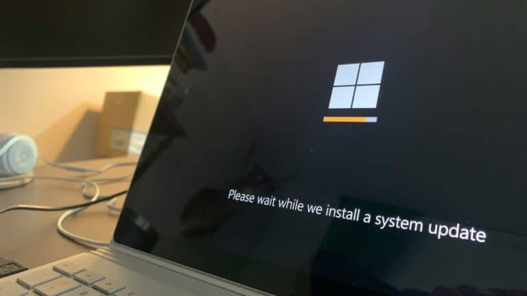 windows being updated on a surface laptop
