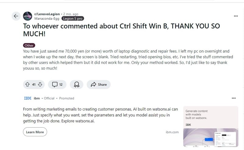 What does the CTRL + WINDOWS + SHIFT + B do