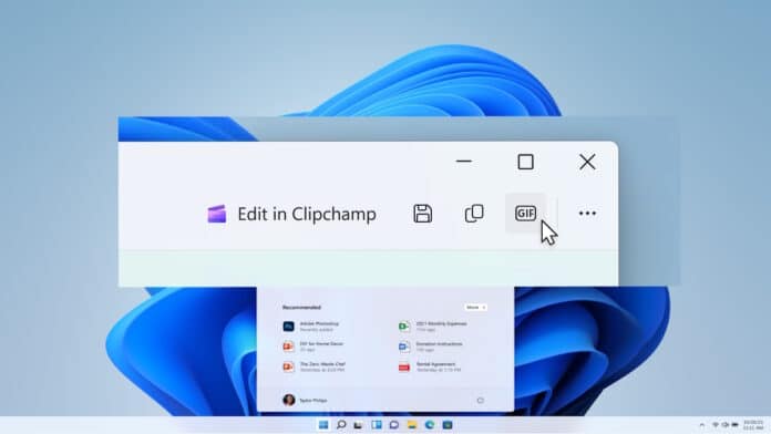Snipping tool adds GIF support