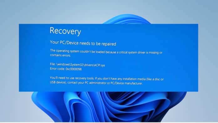 Windows 11 startup error
