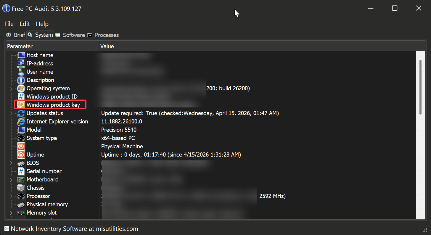 Check WIndows product key