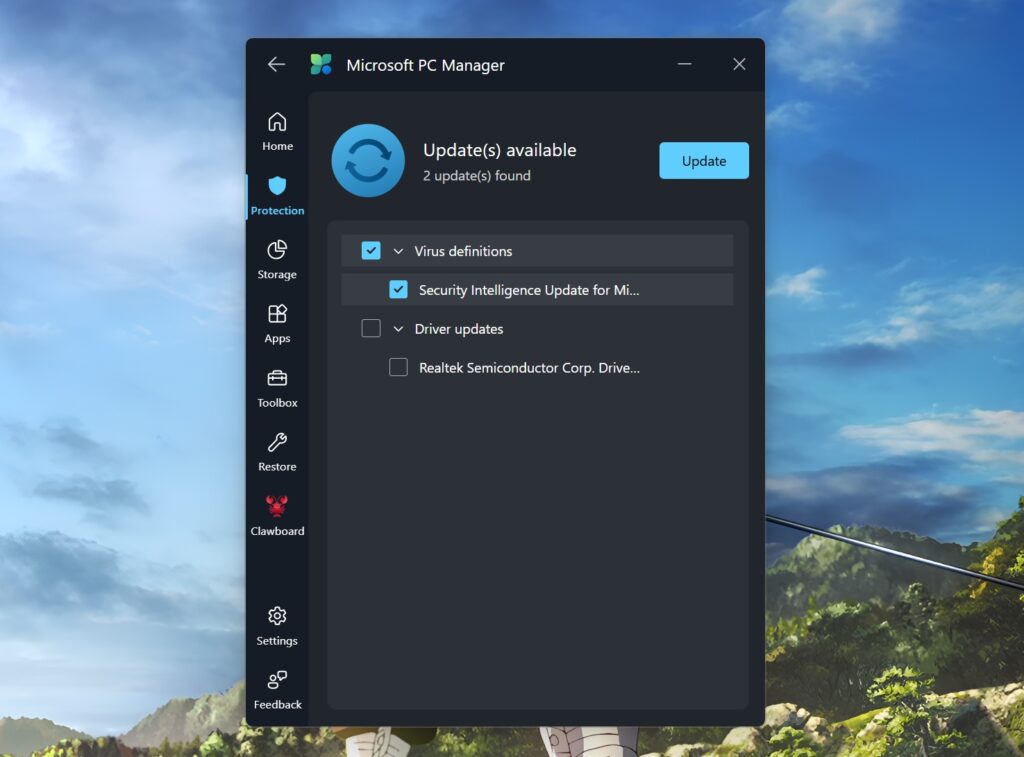 microsoft pc manager check update