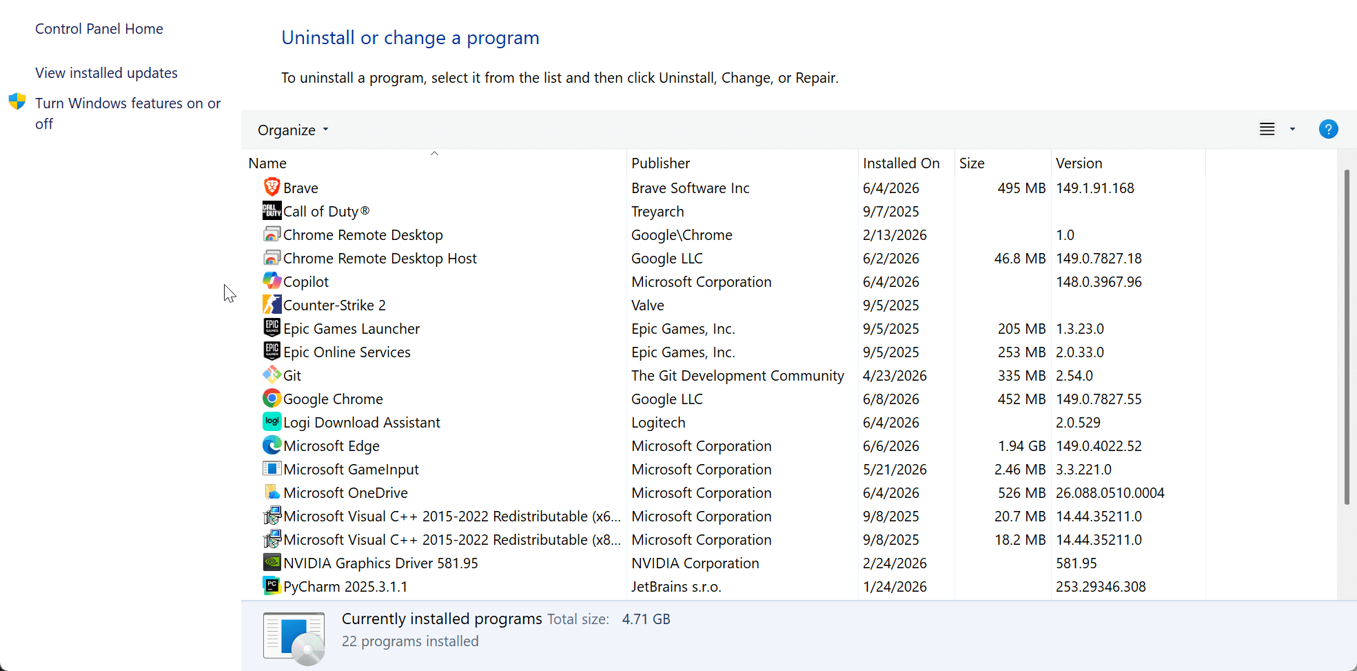 Uninstall Windows Updates Via Control Panel