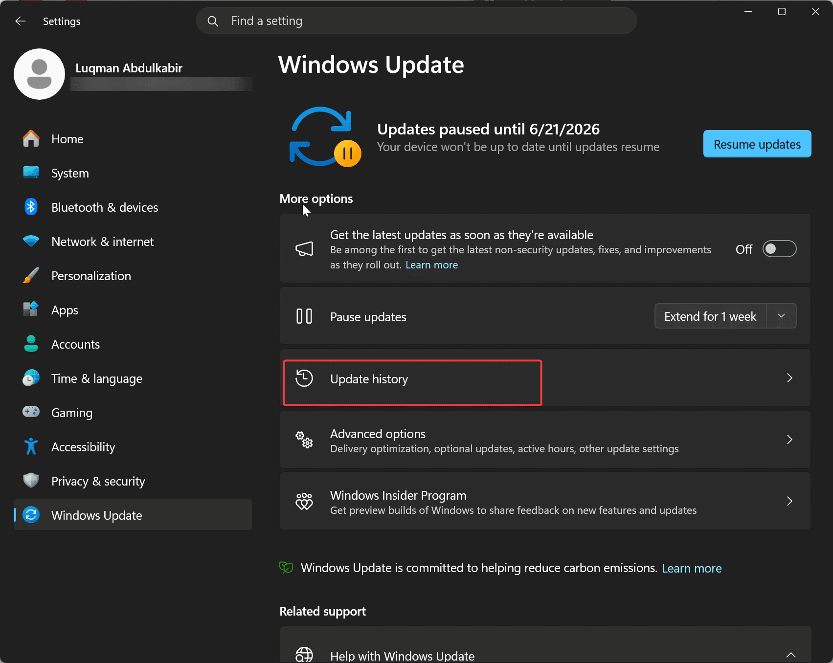 Uninstall Windows Updates Via Settings