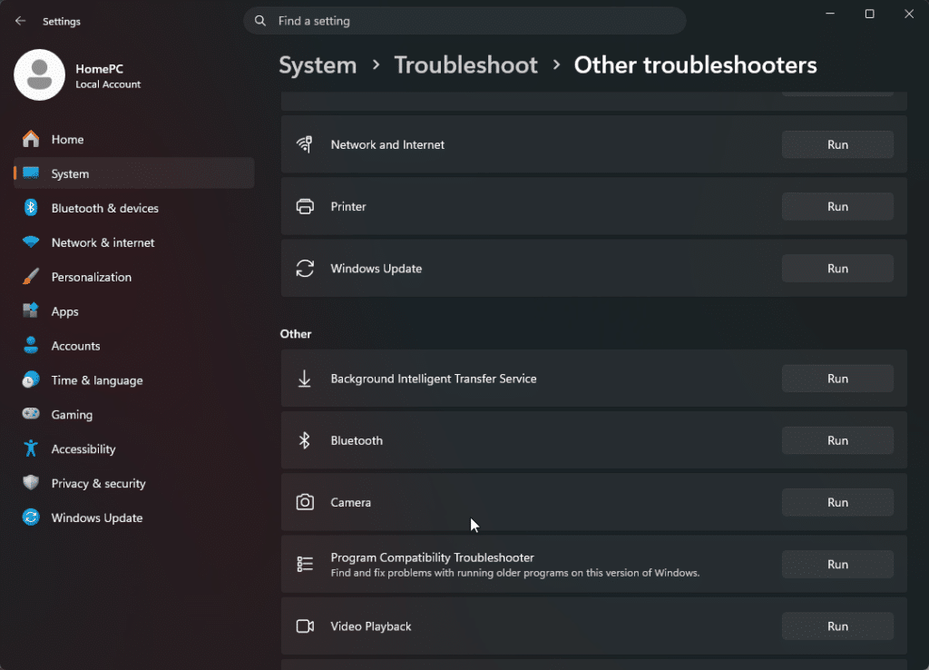 Run the Bluetooth Troubleshooter