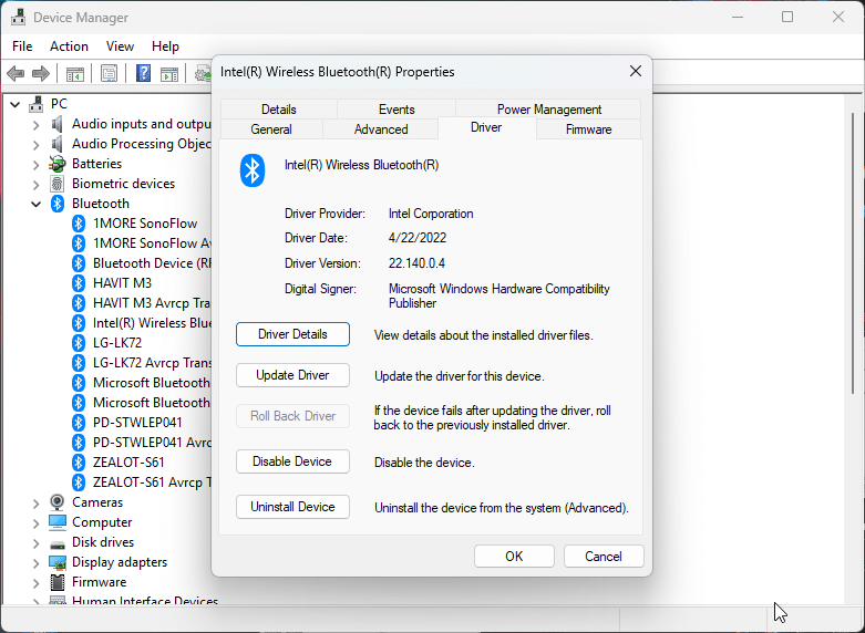 Update or Roll Back Your Bluetooth Driver