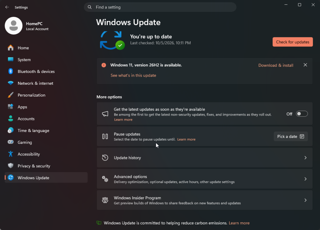 Force Manual Download and Install in Windows Update